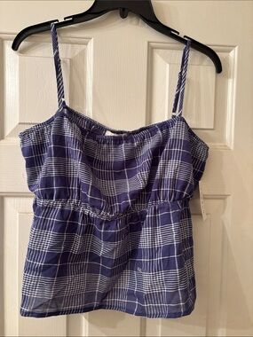 Your favorite Blue & White Plaid Spaghetti Strap Tank XXL NWT